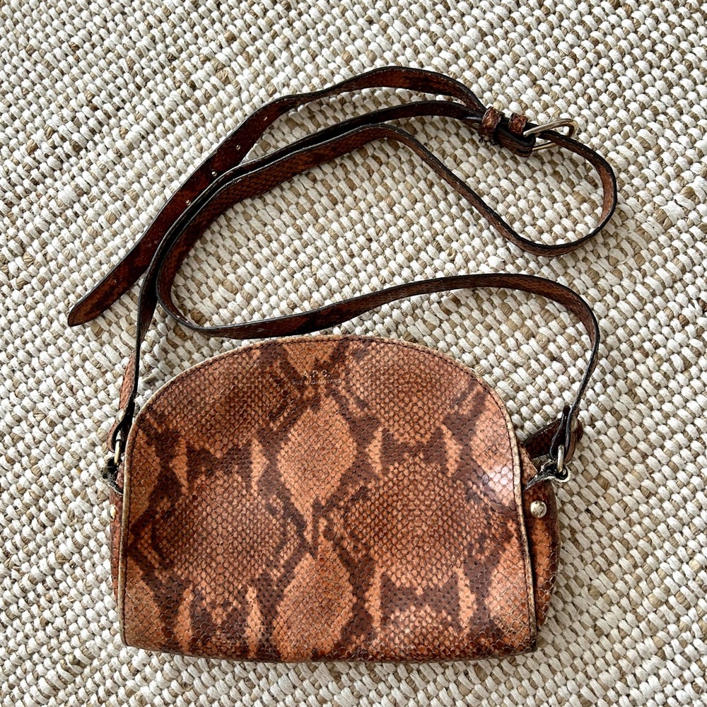 APC Demi Lune Crossbody Purse Bag in Faux Crocodile